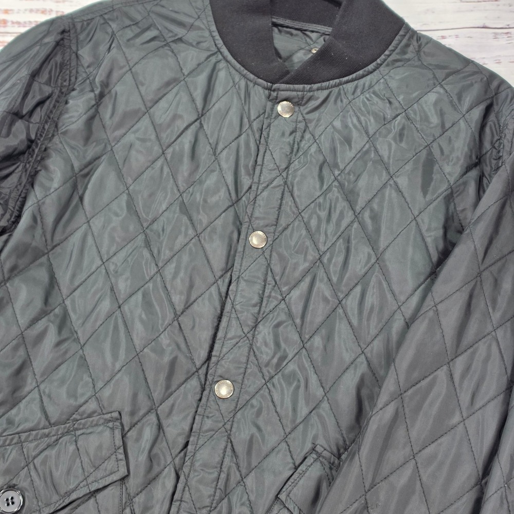 Cole Haan Quilted Jacket Mens M Black Good Bomber Snap Front Underarm Vents